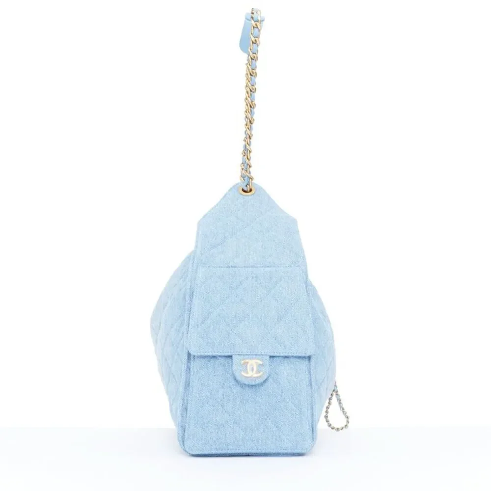 Chanel Blue Denim Washed Bucket Hobo Bag